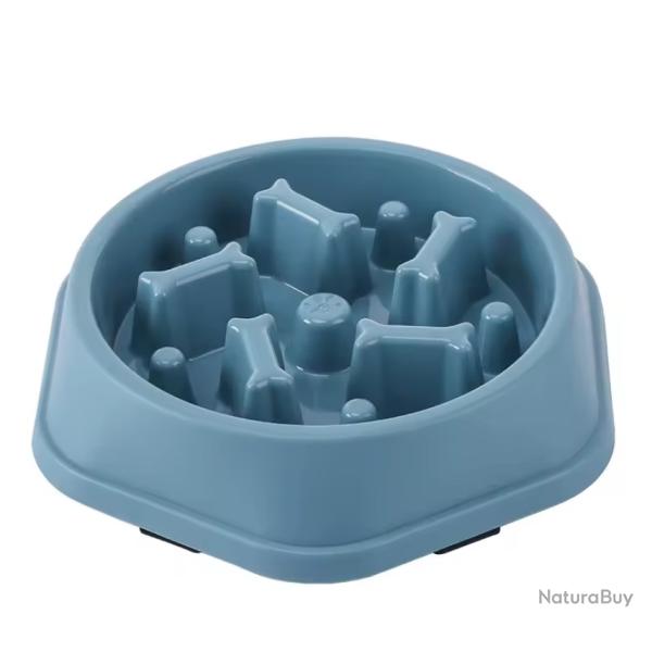 Bol Gamelle chien  alimentation lente Anti-touffement Anti-glouton 22,5cm Bleu