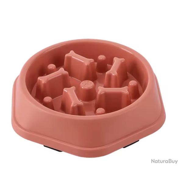 Bol Gamelle chien  alimentation lente Anti-touffement Anti-glouton 19,5cm Rose
