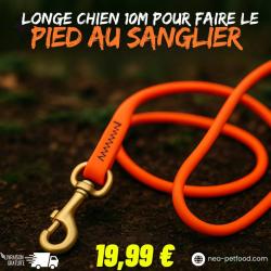 Longe plate chien 10m pour faire le pied au sanglier LIV OFFERTE