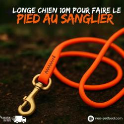 Longe plate chien 10m pour faire le pied au sanglier LIV OFFERTE