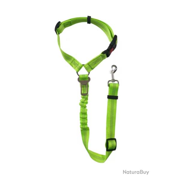 Ceinture de Scurit Chien Voiture Harnais Rglable + Tampon lastique & Crochet Appuie-Tte Vert