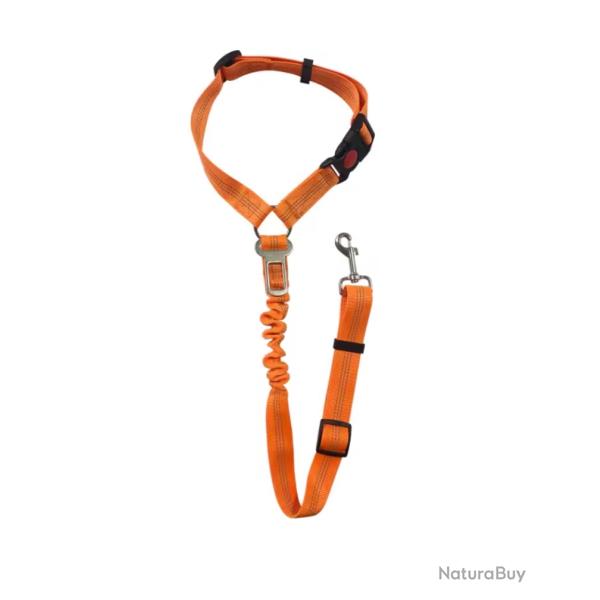 Ceinture de Scurit Chien Voiture Harnais Rglable + Tampon lastique & Crochet Appuie-Tte Orange