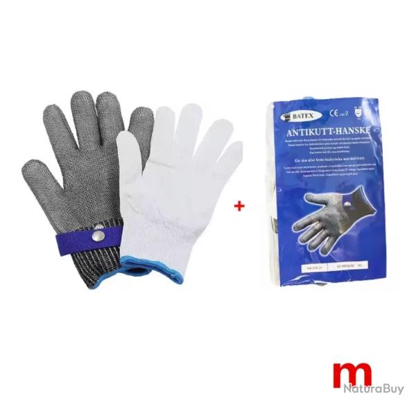 Gant Anti-Coupure Acier Inoxydable Protection Niveau 5 Boucher Cuisine Taille M
