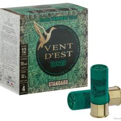 Cartouches TUNET VENT D'EST GREEN TEMPEST STEEL calibre 12/70 32g STD n&deg;6 acier x25