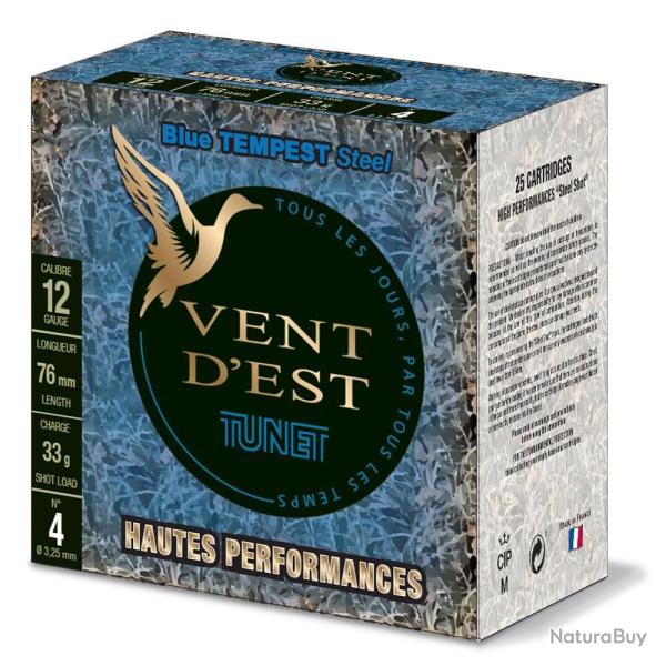 Cartouches TUNET VENT D'EST BLUE TEMPEST calibre 12/76 33g HP n�4A x25