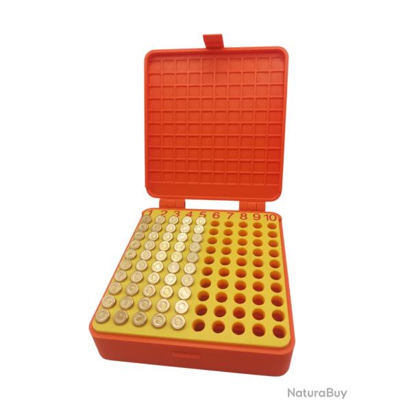 boite a munitions 22Lr X100 pour match ou loisirs couleur orange