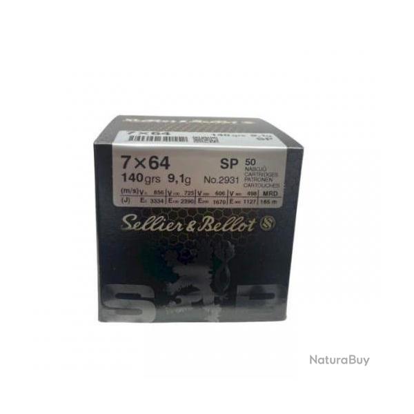Munitions SELLIER & BELLOT SP cal.7x64 140gr 9.1g par 50