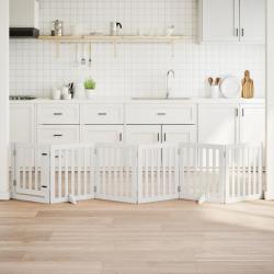 Barri&egrave;re pour chiens et porte 6 panneaux blanc bois de peuplier alsavelo