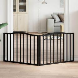 Barri&egrave;re pour chien pliable 2 panneaux noir bois de peuplier
