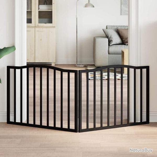 Barri�re pour chien pliable 2 panneaux noir bois de peuplier