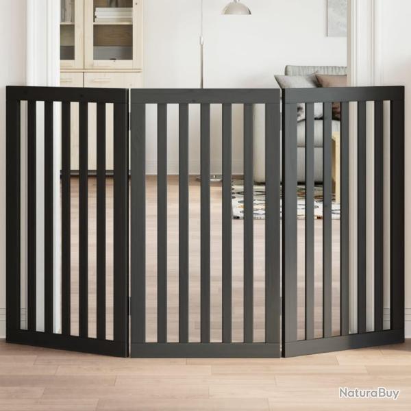 Barri�re pour chien pliable 3 panneaux noir bois de peuplier