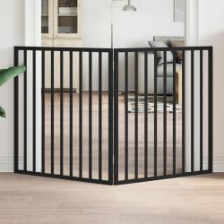 Barri&egrave;re pour chien pliable 2 panneaux noir bois de peuplier