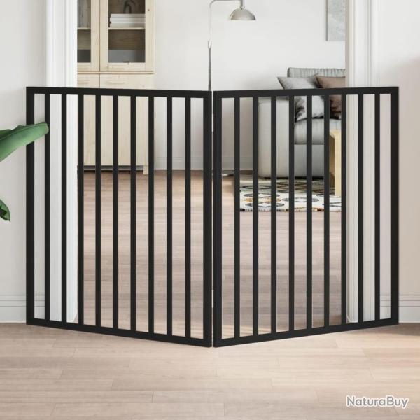 Barri�re pour chien pliable 2 panneaux noir bois de peuplier