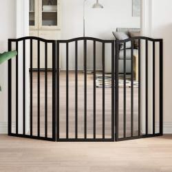 Barri&egrave;re pour chien pliable 3 panneaux noir bois de peuplier