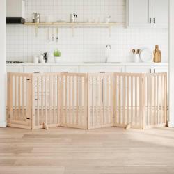 Barri&egrave;re pour chiens avec porte 6 panneaux bois de peuplier