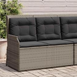 Banc inclinable de jardin avec coussins gris r&eacute;sine tress&eacute;e
