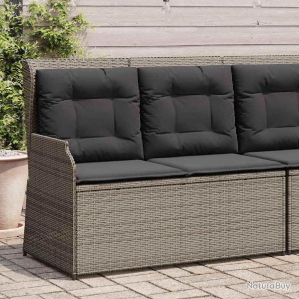 Banc inclinable de jardin avec coussins gris r�sine tress�e