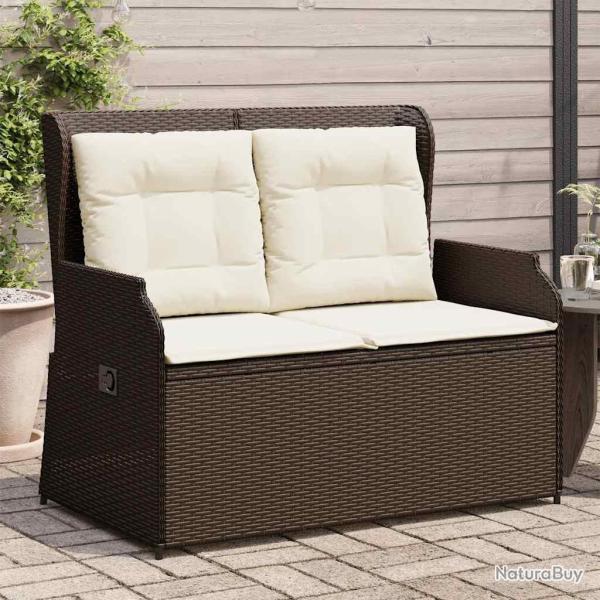 Banc inclinable de jardin avec coussins marron r�sine tress�e