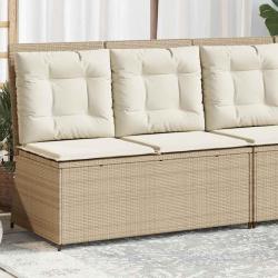 Banc inclinable de jardin avec coussins beige r&eacute;sine tress&eacute;e