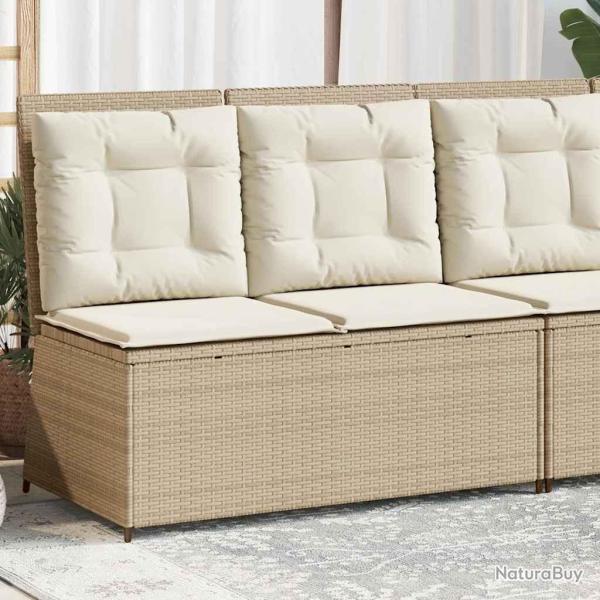 Banc inclinable de jardin avec coussins beige r�sine tress�e