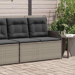 Banc inclinable de jardin avec coussins gris r&eacute;sine tress&eacute;e