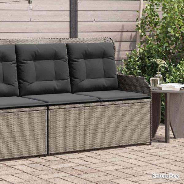 Banc inclinable de jardin avec coussins gris r�sine tress�e