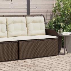 Banc inclinable de jardin avec coussins marron r&eacute;sine tress&eacute;e