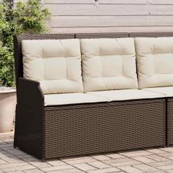 Banc inclinable de jardin avec coussins marron r&eacute;sine tress&eacute;e