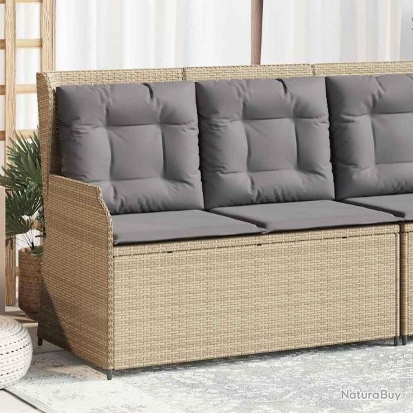 Banc inclinable de jardin avec coussins beige r�sine tress�e