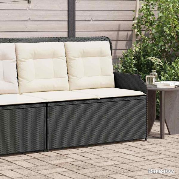 Banc inclinable de jardin avec coussins noir r�sine tress�e