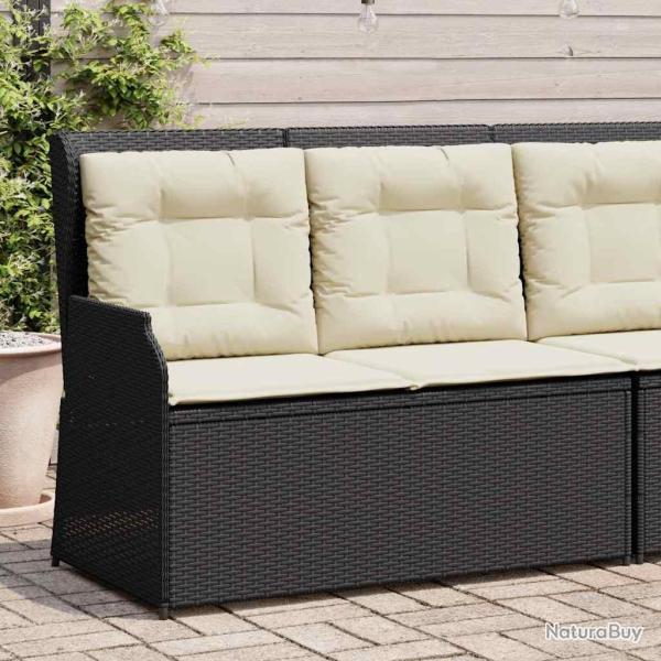 Banc inclinable de jardin avec coussins noir r�sine tress�e