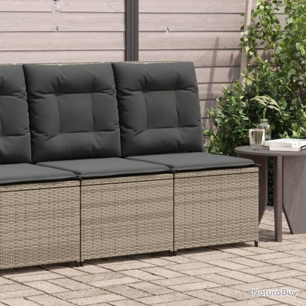 Canap� inclinable de jardin avec coussins gris r�sine tress�e