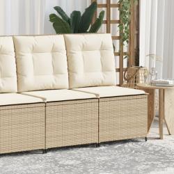 Canap&eacute; inclinable de jardin avec coussins beige r&eacute;sine tress&eacute;e