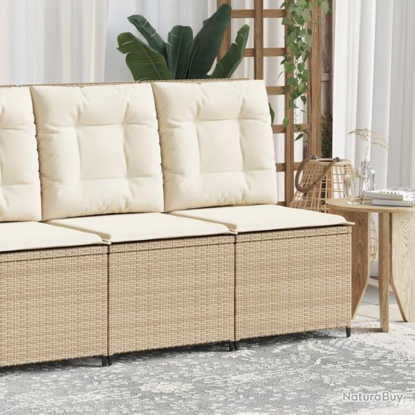 Canap� inclinable de jardin avec coussins beige r�sine tress�e