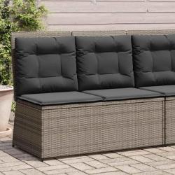 Banc inclinable de jardin avec coussins gris r&eacute;sine tress&eacute;e