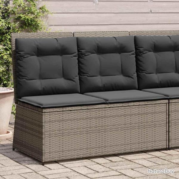 Banc inclinable de jardin avec coussins gris r�sine tress�e