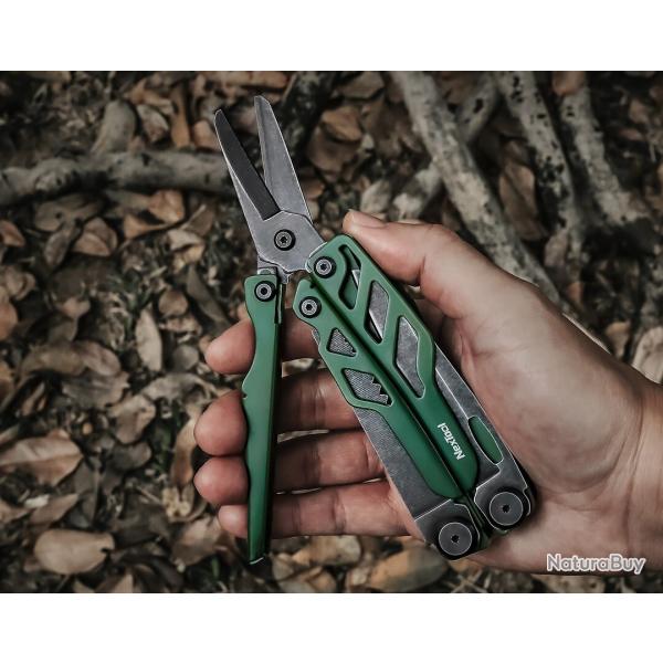 Outil multifonction NexTool Flagship Pro Poignes Inoxydable Vert 15 Outils Etui Nylon NTL20278