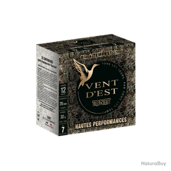 Cartouches TUNET BLACK TEMPEST ACIER VENT D'EST HP calibre 12/70 32g n�4 Acier x25