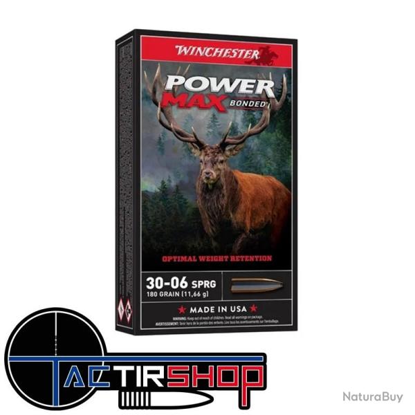 Munitions Winchester Power Max Bonded 30-06 Springfield 180gr Boite 20