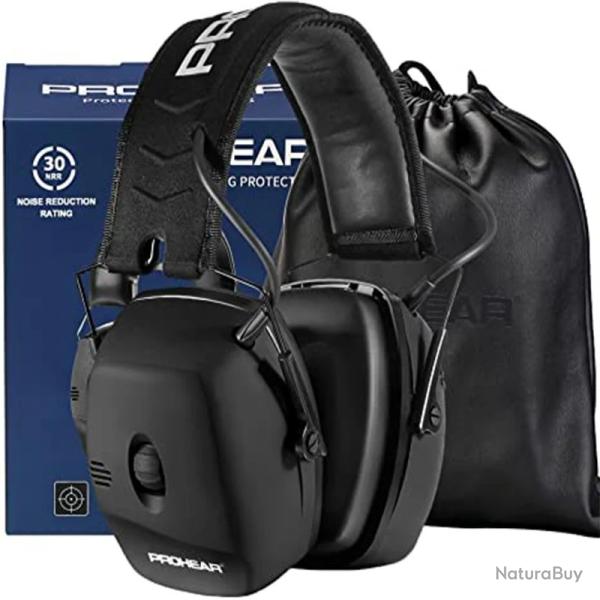 Casque Antibruit Electronique 30NRR Cache-Oreilles Tir Chasse Amplification Sonore Rduction 0,01s