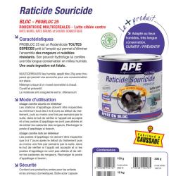Raticide APE en vrac - Carton de 10 kg, Carton 10 kg - Cubes Probloc 25