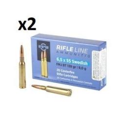 Lot de deux bo&icirc;tes de CARTOUCHES PPU 6,5x55 SWEDISH FMJ BT 139gr