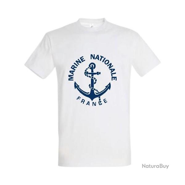 T shirt Marine Nationale blanc