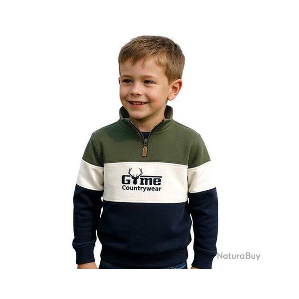 Pull Countrywear pour enfant - GME05-K  Vert/Blanc/Marine
