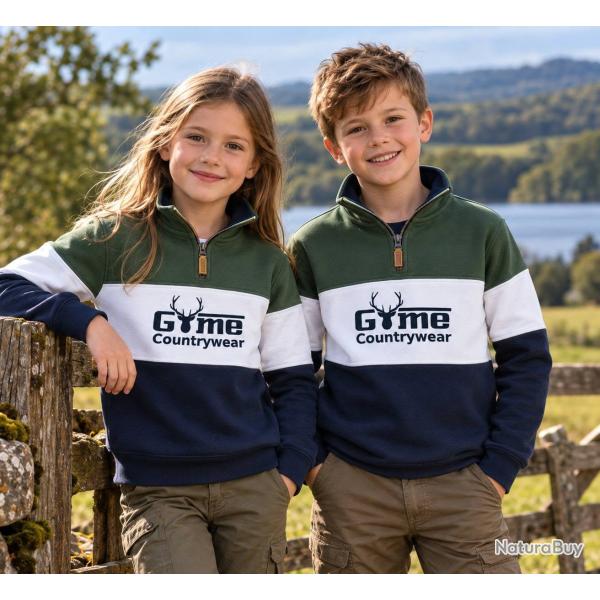 Pull Countrywear pour enfant - GME05-K  Vert/Blanc/Marine