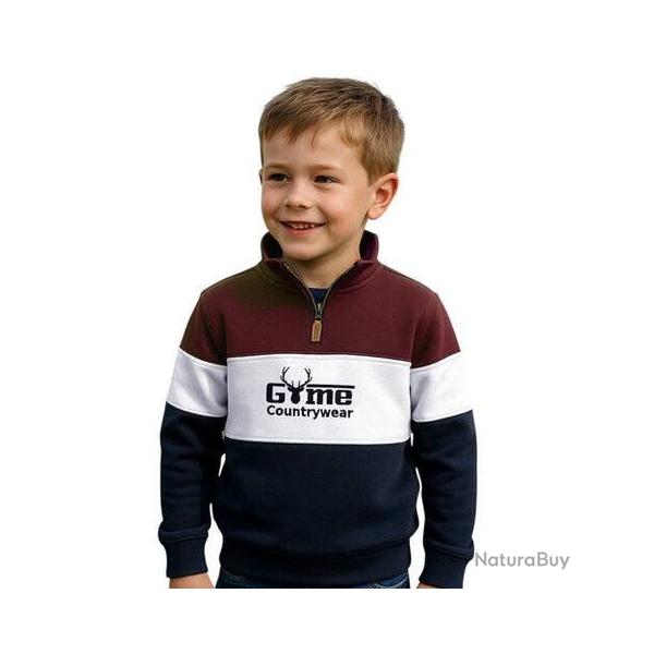 Pull Countrywear pour enfant - GME05-K  Marron/Blanc/Marine