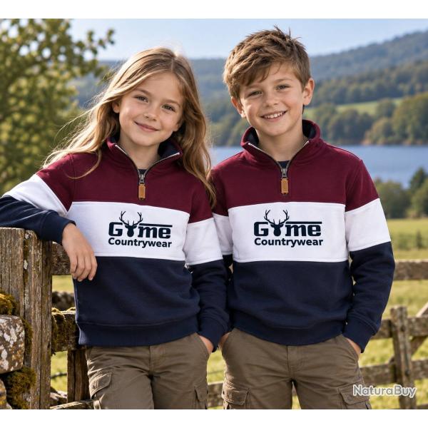 Pull Countrywear pour enfant - GME05-K  Marron/Blanc/Marine