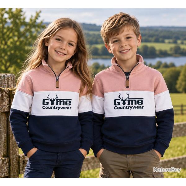 Pull Countrywear pour enfant - GME05-K  Rose/Blanc/Marine