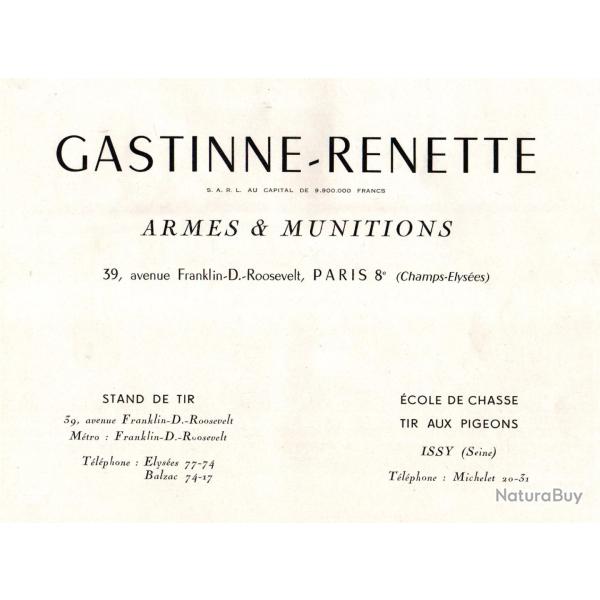 CATALOGUE GASTINNE-RENETTE ARMES ET MUNITIONS FUSIL DE CHASSE