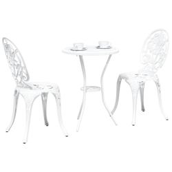 Ensemble de Bistro de Jardin 3 Pi&egrave;ces en Aluminium Blanc